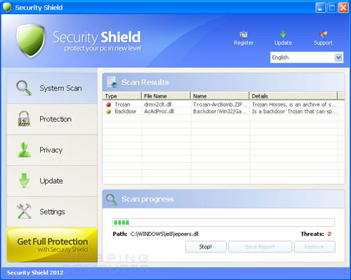 Security Shield 2012 Screen Shot